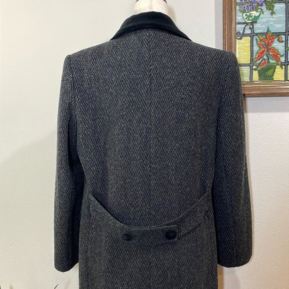 Stunningly Beautiful Wool Velvet Coat Long Made in the USA Dark Gray/Black Sz 8 - Picture 6 of 16